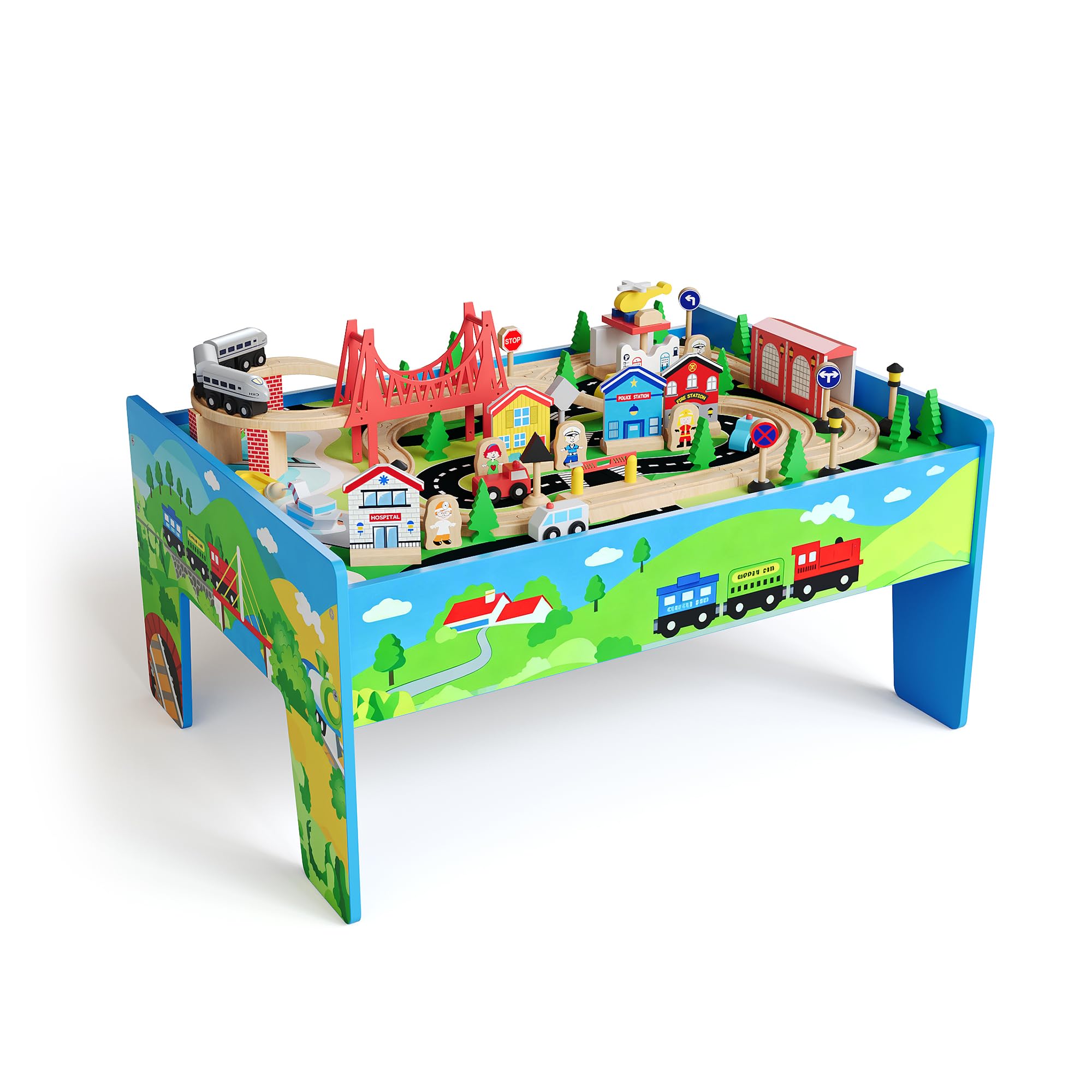78PCS 4-in-1 Wooden Train Tabl - Kids Art Easel review and price