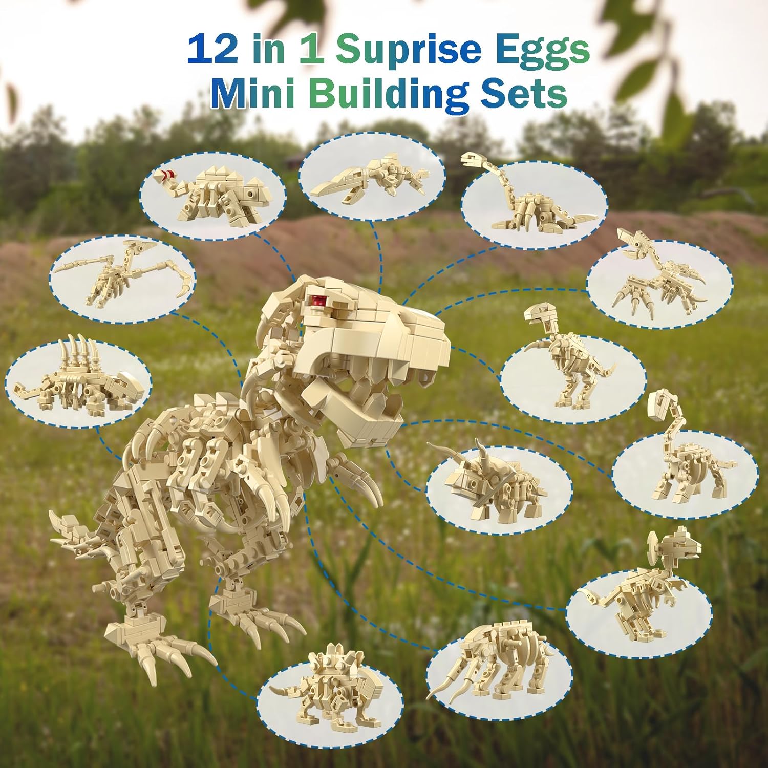 12 in 1 Dinosaur Skeleton Buil - Dinosaur Figurine Set review and price