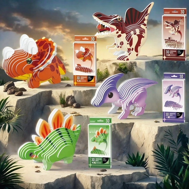 4PCS 3D Dinosaur Puzzle Set -  - Dinosaur Figurine Set review and price