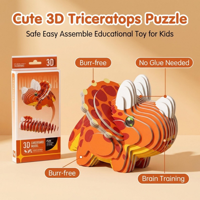 4PCS 3D Dinosaur Puzzle Set -  - Dinosaur Figurine Set review and price