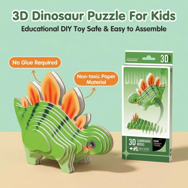 4PCS 3D Dinosaur Puzzle Set -  - Dinosaur Figurine Set review and price